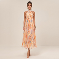 Floral Halter Neck Midi Dress