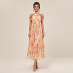 Floral Halter Neck Midi Dress