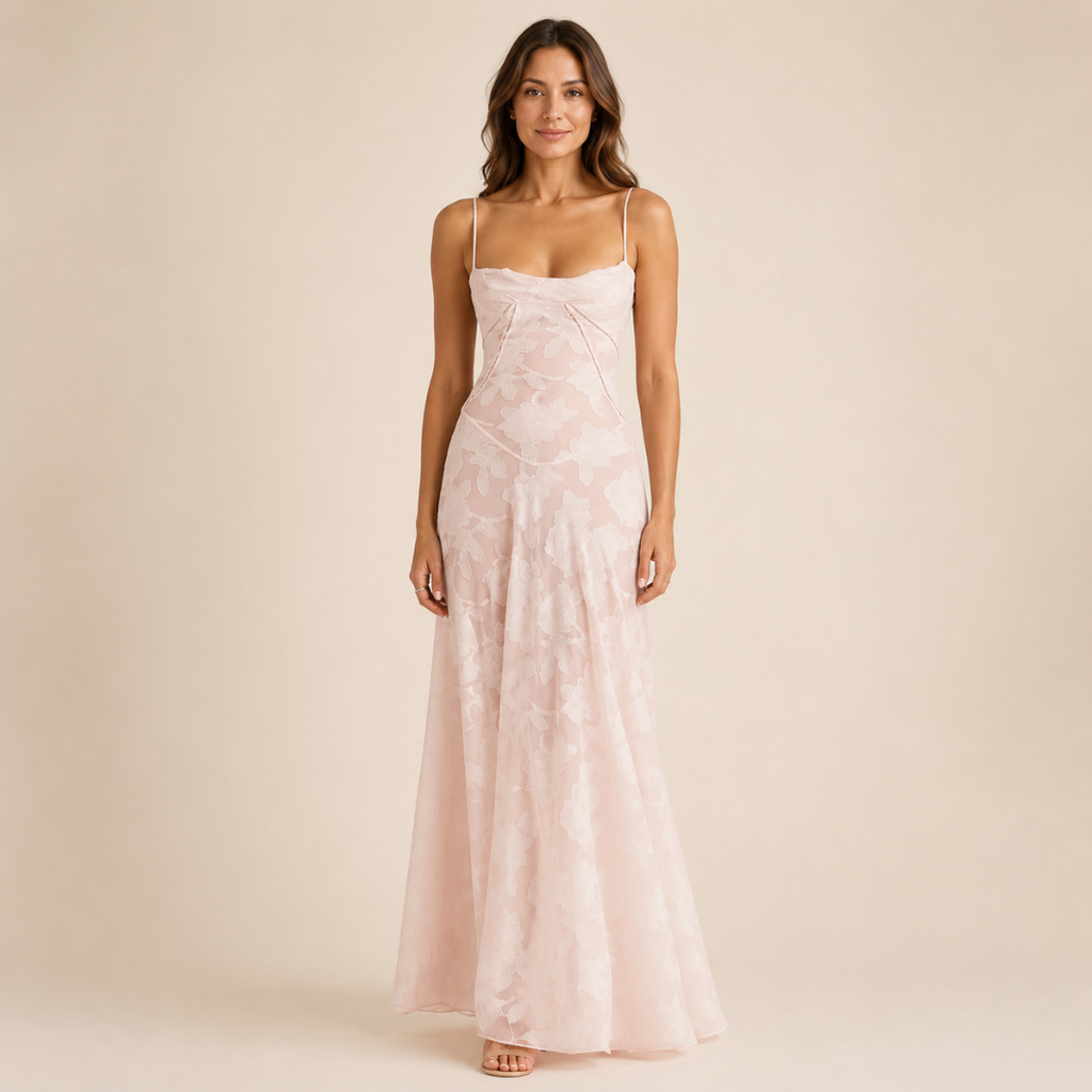 Floral Sweetheart Neck Maxi Dress