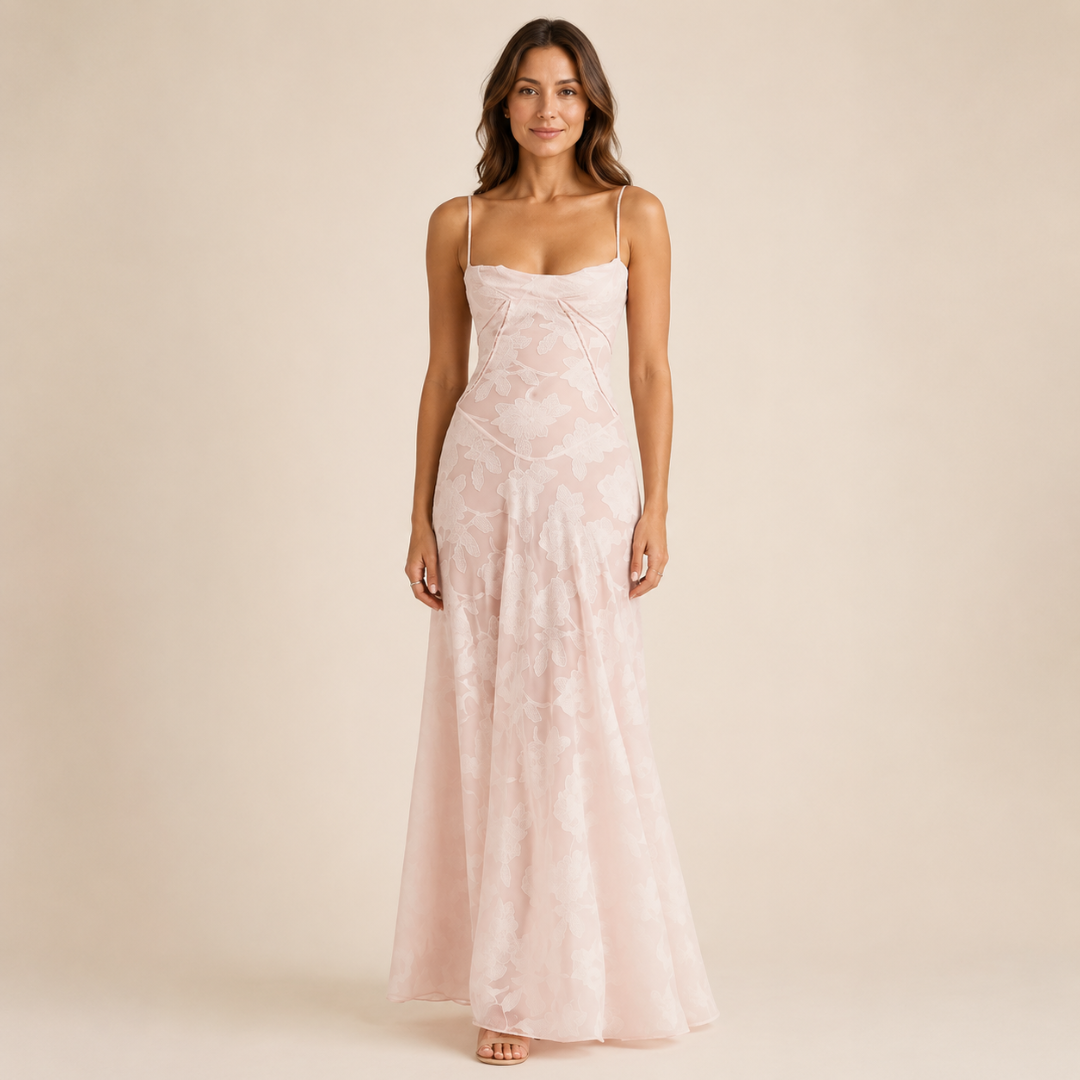 Floral Sweetheart Neck Maxi Dress