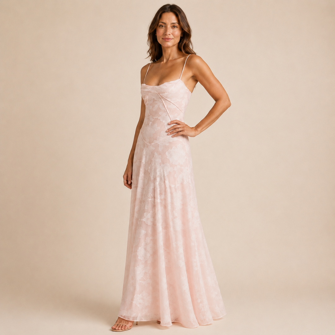 Floral Sweetheart Neck Maxi Dress