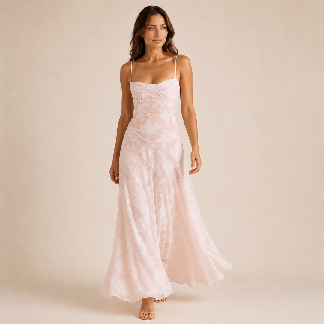 Floral Sweetheart Neck Maxi Dress