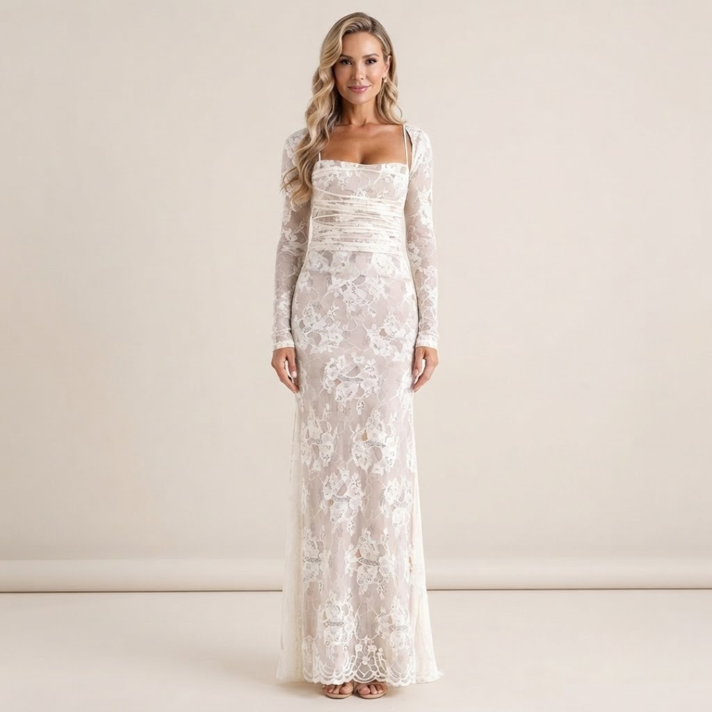 Lace Square Neck Maxi Dress